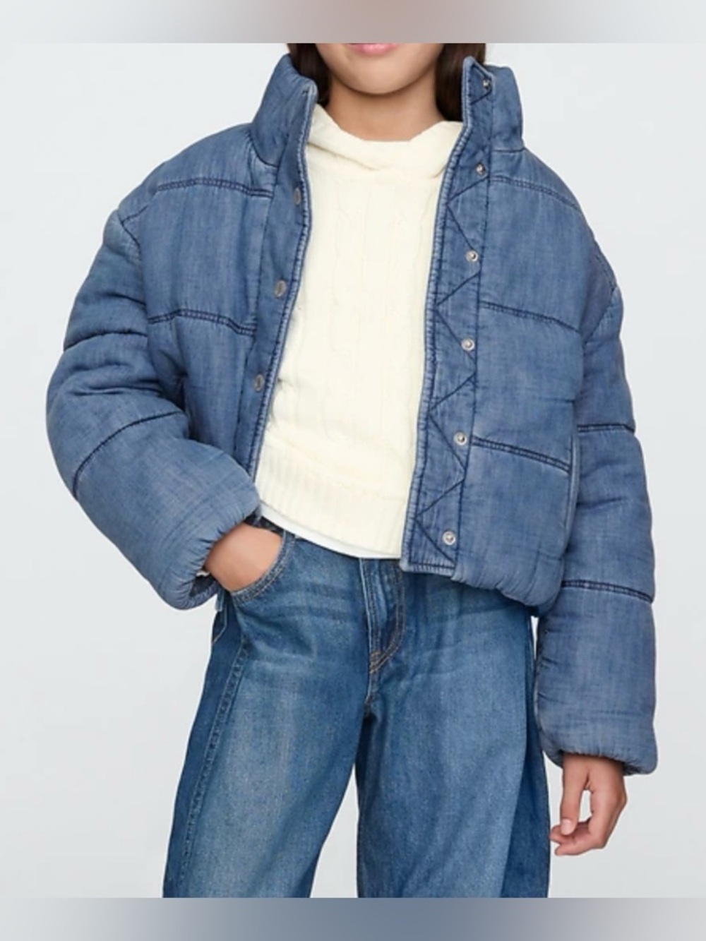 Gap Denim Puffer Jacket 100% Cotton
90’s Streetwear Denim Blue Size Girls L/10